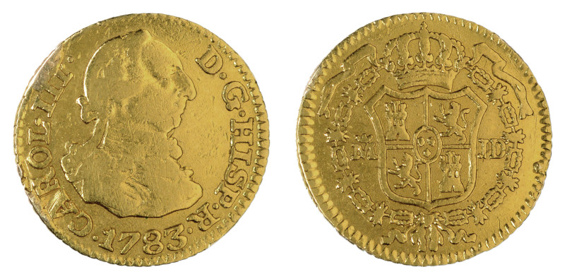 Spain, 1783 JD, Madrid, 1/2 Escudo. Removed from jewelry.