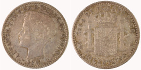 Puerto Rico 1896PGV, 10 Centavos of Alfonso. Good VF Grade and toned.

KM: 21