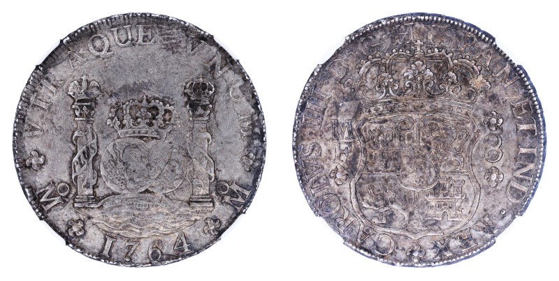 Spanish Colonial Mexico, 1764MO MF, 8 Reales.

Graded AU 55 by NGC. Well struck ...