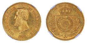 Brazil 1855 5000 Reis.

Graded MS 64 by NGC. Only 3 coins graded higher by NGC.

.1322 oz.

KM-470