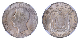 Ecuador 1934, 1 SUCRE. Phila Usa

Graded MS 66 by NGC. Only 2 coins graded higher by NGC. Choice lustrous BU.

Km-72