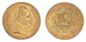 Venezuela 1886, G100 Bolívares.

Graded AU 58 by NGC. Good rims.

.9334 oz.

Y#34