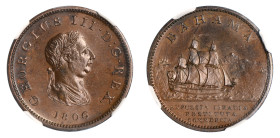1806, Penny (Cu), 1 year type, fully struck and sharp with attractive milk chocolate colour and lustrous surfaces. (KM-1).