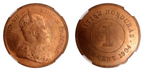 British Honduras 1904, 1 CENT

Graded MS 64 RB by NGC. . Stong details, lustrous surfaces.

KM-11