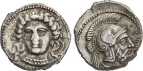 Ancient Greece
Estátera. 384-361 a.C. CILICIA. TARSOS. Anv.: Cabeza femenina (¿de Arethusa?) mirando ligeramente a la izquierda. Rev.: Cabeza masculi...