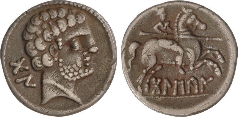 Celtiberian Coins
Denario. 180-20 a. C. BOLSCAN (HUESCA). Anv.: Cabeza masculin...
