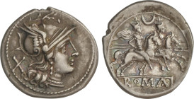 Roman Coins
Denario. 208-206 a.C. ANÓNIMA. Anv.: Cabeza de Roma a derecha, detrás X. Rev.: Dióscuros a caballo a derecha, encima creciente entre estr...