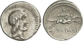 Roman Coins
Denario. 90-89 a.C. CALPURNIA. L. Calpurnius Piso Frugi. Anv.: Cabeza laureada de Apolo a derecha, detrás letra S: Rev.: Jinete galopando...