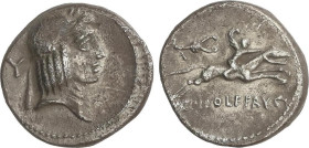 Roman Coins
Denario. 64 a.C. CALPURNIA. C. Calpurnius Piso Frugi. Anv.: Cabeza de Apolo a derecha, detrás Y. Rev.: Jinete alado galopando a derecha e...