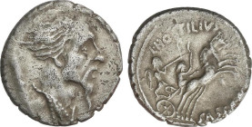 Roman Coins
Denario. 48 a.C. HOSTILIA. L. Hostilius Saserna. Anv.: Cabeza de Vercingetorix a derecha, detrás escudo galo. Rev.: Guerrero en biga a de...