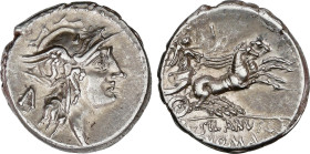 Roman Coins
Denario. 91 a.C. JUNIA. D. Junius Silanus L.f. Anv.: Cabeza de Roma a derecha, detrás letra A. Rev.: Victoria en biga a derecha, encima I...