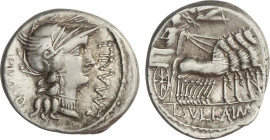 Roman Coins
Denario. 82 a.C. MANLIA. L. Manlius Torquatus. Anv.: Cabeza de Roma pequeña a derecha entre PRO.Q y L. MANLI. Rev.: Sila en cuadriga a de...