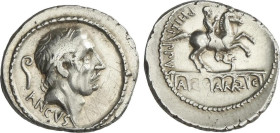 Roman Coins
Denario. 56 a.C. MARCIA. C. Marcius Philippus. Anv.: Cabeza diademada de Annus Marcius a derecha, detrás: lítuo y ANCVS. Rev.: Estatua ec...