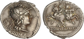 Roman Coins
Denario. 136 a.C. SERVILIA. C. Servilius M. f. Augur. Anv.: Cabeza de Roma a derecha, detrás corona / *, debajo ROMA. Rev.: Dioscuros gal...