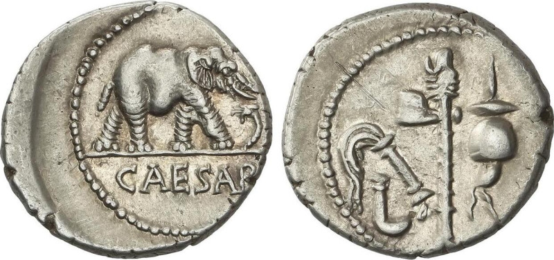 Roman Coins
Denario. 54-51 a.C. JULIO CÉSAR. Anv.: CAESAR. Elefante a derecha, ...