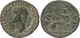 Roman Coins
As. 37 d.C. CALÍGULA. Anv.: C. CAESAR AVG. GERMANICVS PON. M. TR. POT. Cabeza descubierta a izquierda. Rev.: VESTA S. C. Vesta sentada a ...