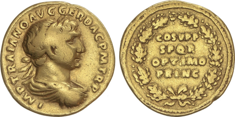 Roman Coins
Áureo. 103-111 d.C. TRAJANO. ROMA. Anv.: IMP. TRAIANO AVG. GER. DAC...