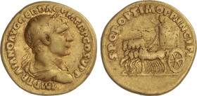 Roman Coins
Áureo. 103-111 d.C. TRAJANO. ROMA. Anv.: IMP. TRAIANO AVG. GER. DAC. P. M. TR. P. COS. V. P. P. Busto laureado, drapeado y acorazado a de...