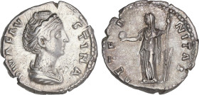 Roman Coins
Denario. 141 d.C. FAUSTINA MADRE. Anv.: DIVA FAVSTINA. Busto a derecha. Rev.: AETERNITAS. Providencia en pie a izquierda con globo y timó...