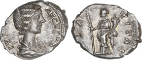 Roman Coins
Denario. 196-211 d.C. JULIA DOMNA. Anv.: IVLIA AVGVSTA. Busto drapeado a derecha. Rev.: HILARITAS. Hilaridad en pie con larga palma y cor...