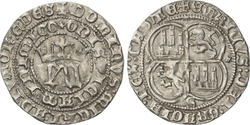 Medieval Coins
Real. ENRIQUE III. SEVILLA. Anv.: +DOMINVS:MICHI:ADIVTOR:EDEG/OD...
