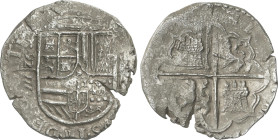 Spanish Monarchy
4 Reales. 1592. VALLADOLID. F. 12,85 grs. Fecha de 2 dígitos a izquierda del escudo. (Oxidaciones, grieta). ESCASA. AC-634. MBC-.
