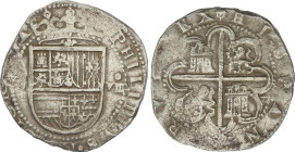 Spanish Monarchy
8 Reales. S/F. SEVILLA. P tumbada. Anv.: (S) - Escudo - VIII roel encima. Rev.: Ensayador P tumbada a la derecha del 4º cuartel. 27,...