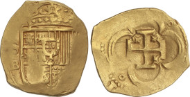 Spanish Monarchy
4 Escudos. Fecha no visible. SEVILLA. B. Anv.: S/B a izquierda del escudo. 13,47 grs. AC-Tipo 285. MBC+.