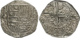 Spanish Monarchy
8 Reales. Fecha no visible. POTOSÍ. T. 25,54 grs. (Oxidaciones). AC-Tipo 165. MBC-.