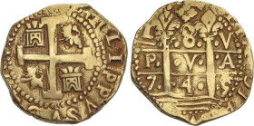 Spanish Monarchy
8 Escudos. 1745. LIMA. V. 26,90 grs. MUY RARA. AC-2164; XC-343. MBC+.