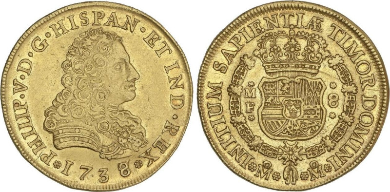 Spanish Monarchy
8 Escudos. 1738/7. MÉXICO. M.F. 26,98 grs. Brillo original. (L...