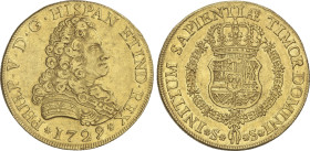 Spanish Monarchy
8 Escudos. 1729. SEVILLA. 26,93 grs. Leyenda anverso PHILP. Sin indicación del valor ni ensayadores. Primer año de busto. (Leves ray...