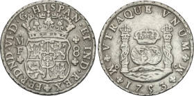 Spanish Monarchy
8 Reales. 1753. MÉXICO. M.F. 26,91 grs. Columnario. AC-479. MBC.