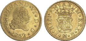 Spanish Monarchy
1/2 Escudo. 1752. MADRID. J.B. 1,76 grs. Tercer busto. Restos de brillo original. AC-555. EBC-.