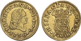 Spanish Monarchy
1/2 Escudo. 1756. MADRID. J.B. 1,76 grs. AC-560. MBC+.