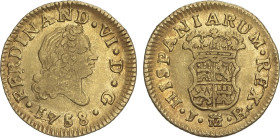 Spanish Monarchy
1/2 Escudo. 1758. MADRID. J.B. 1,74 grs. Restos de brillo original. AC-564. EBC-.