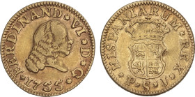 Spanish Monarchy
1/2 Escudo. 1755. SEVILLA. P.J. 1,75 grs. Tercer busto. Pátina irregular. AC-578. MBC.