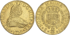 Spanish Monarchy
8 Escudos. 1755. SANTIAGO. J. 26,91 grs. RARA. AC-830, XC-649. EBC-/EBC.