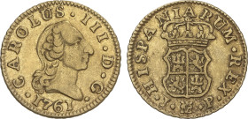 Spanish Monarchy
1/2 Escudo. 1761. MADRID. J.P. 1,75 grs. Cara de Rata. AC-1244. MBC.