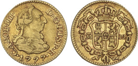Spanish Monarchy
1/2 Escudo. 1777/6. MADRID. P.J. 1,75 grs. Rectificación de fecha solo visible en la parte superior del 7. AC-1265. MBC.