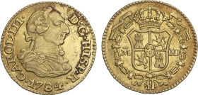 Spanish Monarchy
1/2 Escudo. 1784/3. MADRID. J.D. 1,79 grs. (Leves concreciones). Restos de brillo original. AC-1276. EBC-.
