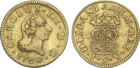 Spanish Monarchy
1/2 Escudo. 1760. SEVILLA. J.V. 1,75 grs. Cara de Rata. AC-1288. MBC.