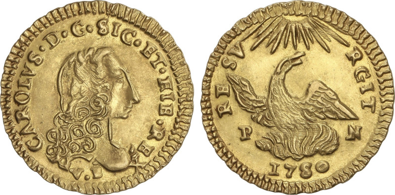 Spanish Monarchy
3 Ducados (Oncia). 1750. PALERMO. SICILIA. V.B./P.N. 4,40 grs....