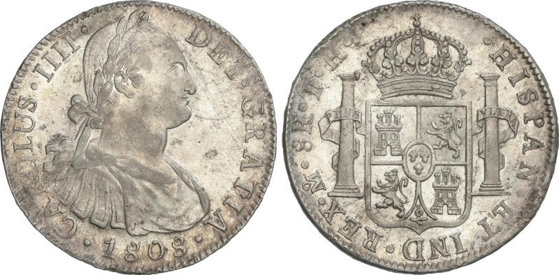 Spanish Monarchy
8 Reales. 1808. MÉXICO. T.H. 26,96 grs. Restos de brillo. AC-9...