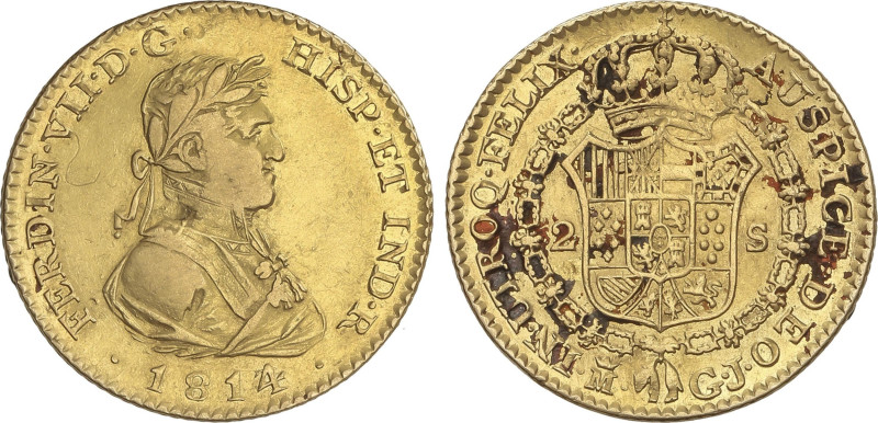 Spanish Monarchy
2 Escudos. 1814/3. MADRID. G.J. 6,69 grs. (Rayita de acuñación...