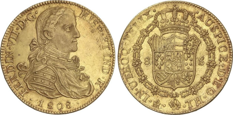 Spanish Monarchy
8 Escudos. 1808. MÉXICO. T.H. 26,98 grs. Restos de brillo orig...