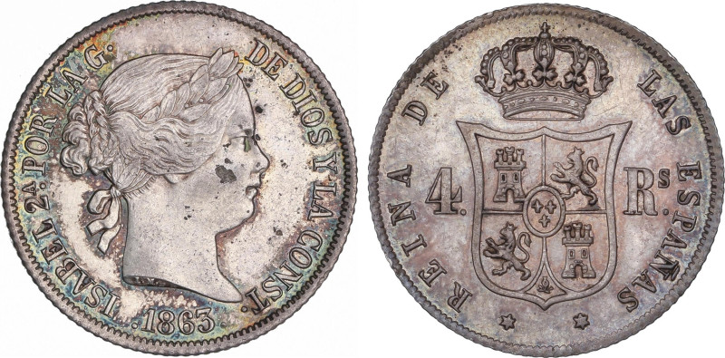 Spanish Monarchy
4 Reales. 1863. MADRID. 5,17 grs. (Leves hojitas en anverso). ...