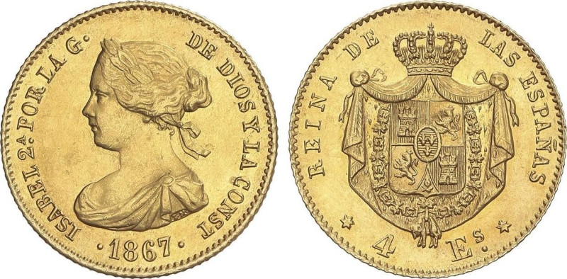 Spanish Monarchy
4 Escudos. 1867. MADRID. 3,34 grs. AU. Brillo original. (Rayit...