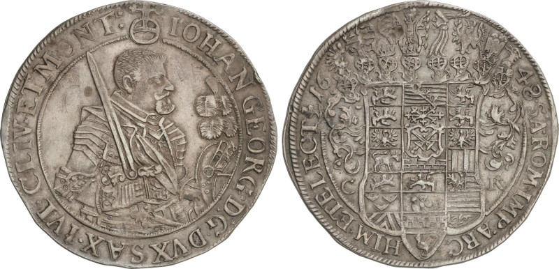 World Coins
Thaler. 1648-CR. JOHAN GEORG I. SAXONY-ALBERTINE. 28,92 grs. AR. Da...