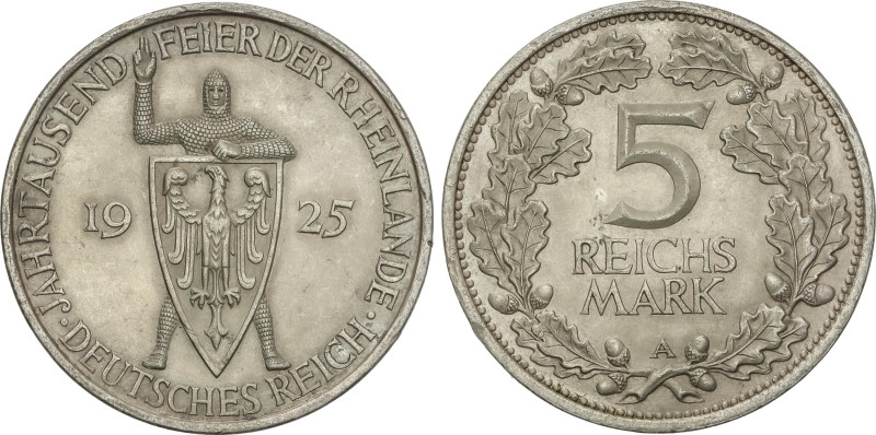 World Coins
5 Reichsmark. 1925-A. REPÚBLICA DE WEIMAR. BERLÍN. 25,02 grs. AR. M...